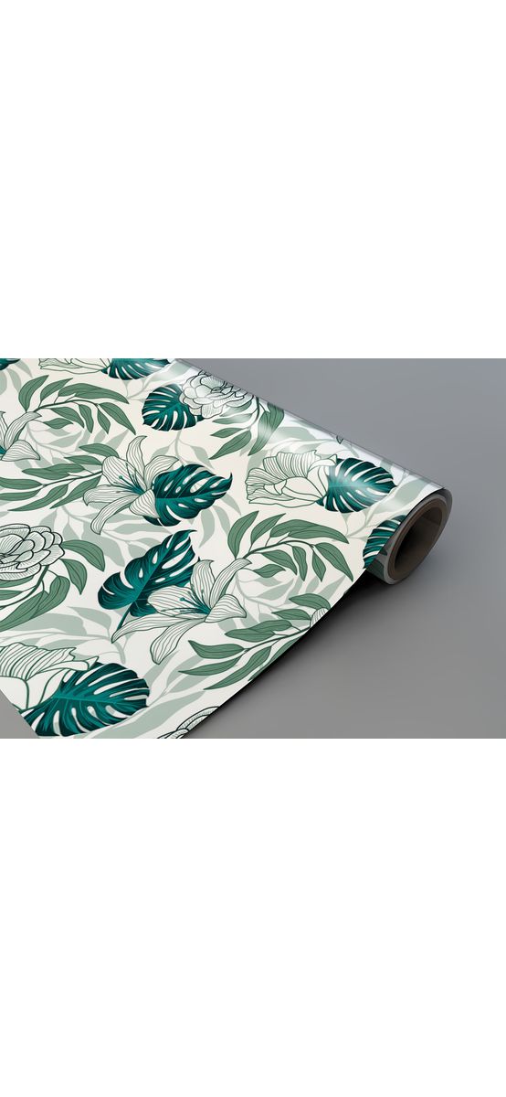 Autocolant blat masă, model frunze tropicale, 100 x 200 cm, racletă inclusă