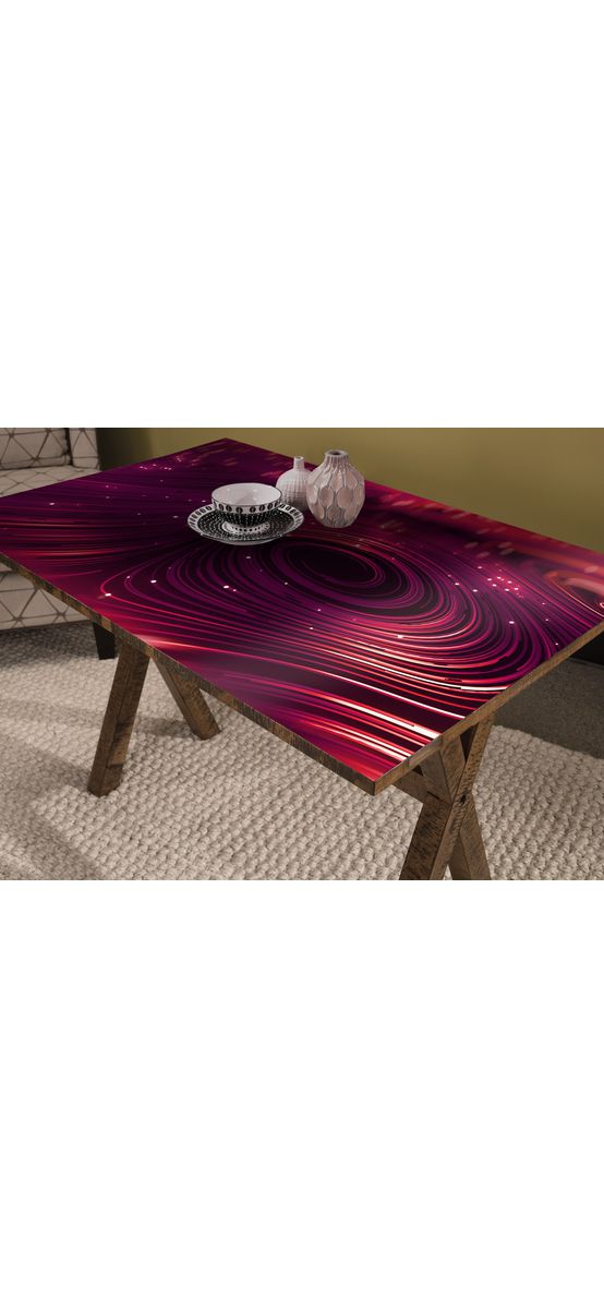 Autocolant blat masă model geometric rosu, 100 x 100 cm, racletă inclusă