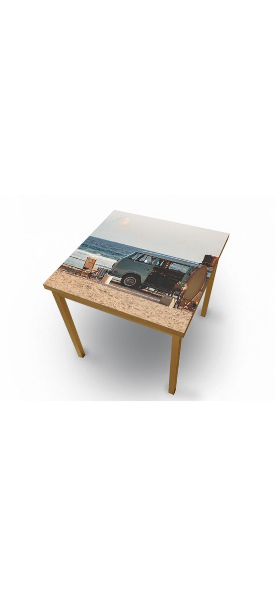 Autocolant blat masă, model plajă vintage, 100 x 200 cm, racletă inclusă