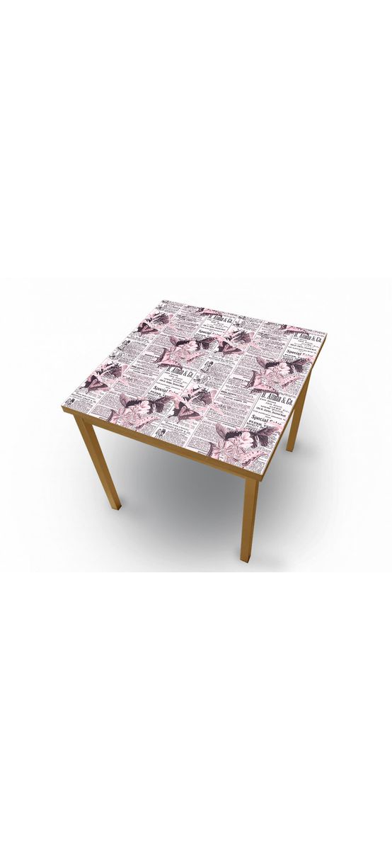 Autocolant blat masă, model ziar cu flori roz, 100 x 200 cm, racletă inclusă