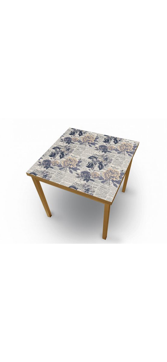 Autocolant blat masă, model ziar cu flori retro, 100 x 200 cm, racletă inclusă