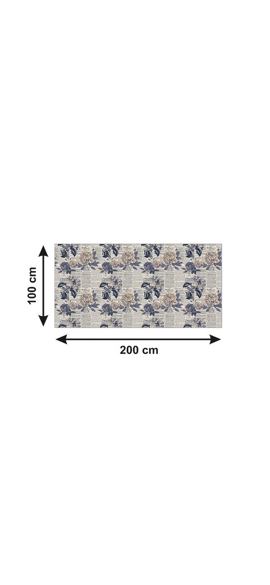 Autocolant blat masă, model ziar cu flori retro, 100 x 200 cm, racletă inclusă