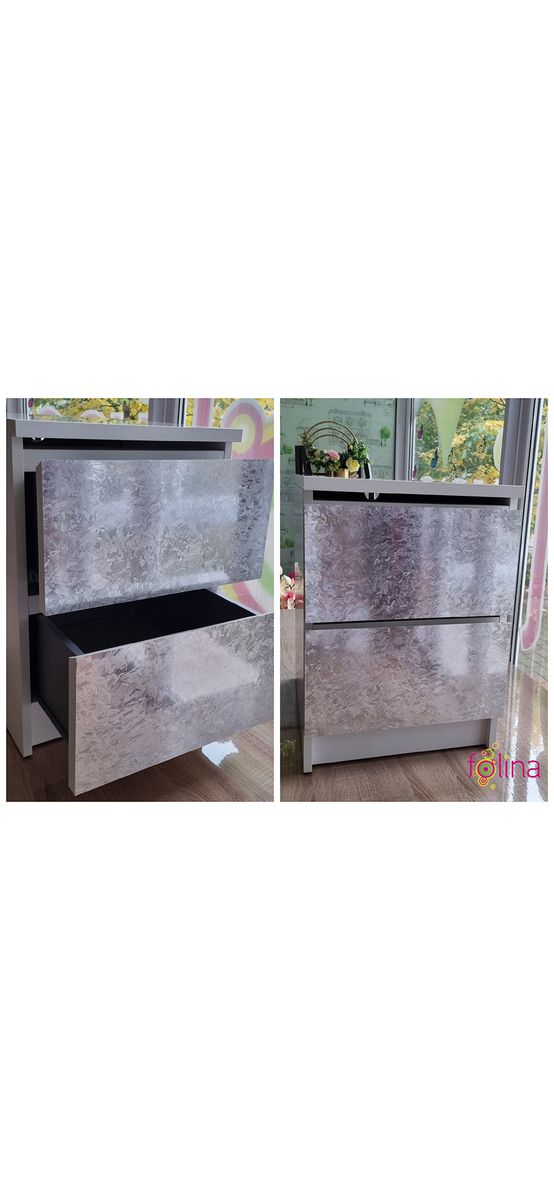 Autocolant argintiu decorativ, Folina CR862, cu model embosat, rolă de 75x300 cm