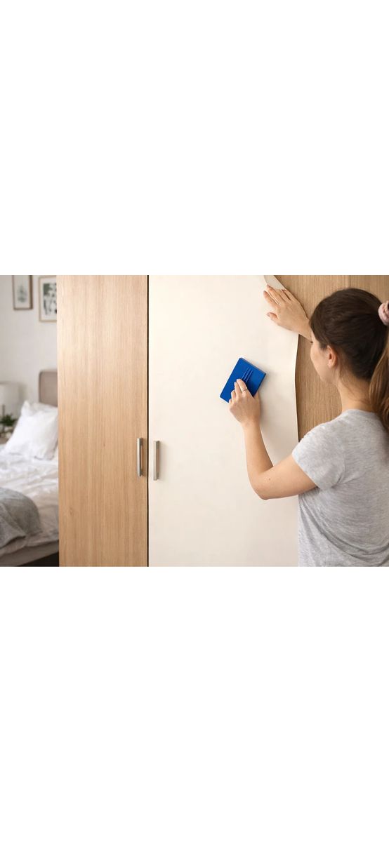Autocolant mobilă premium, alb vanilie mat soft touch, 122 cm lățime