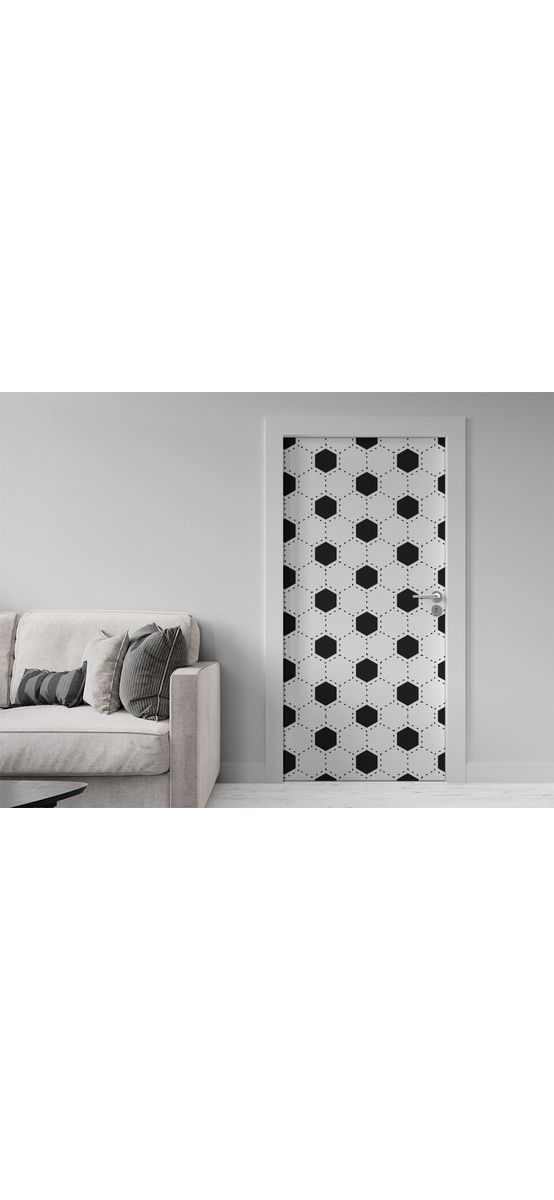 Autocolant mobilă decorativ, Folina, alb cu hexagoane negre, rolă de 100x250 cm, racletă inclusă