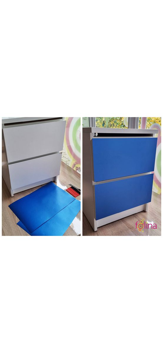Autocolant albastru satinat, Folina, cu aspect mat, rolă de 75x300cm