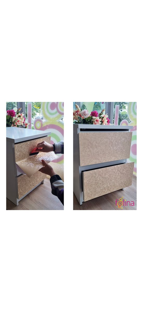 Autocolant mobilă bucătărie, Folina, crem cu model embosat, rolă de 75x300 cm