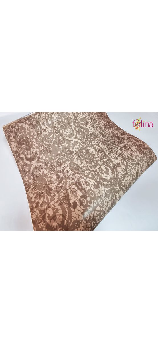 Autocolant mobilă decorativ Aurora, d-c-fix, bej cu imprimeu dantelă gri, rola de 45 cm x 5 metri