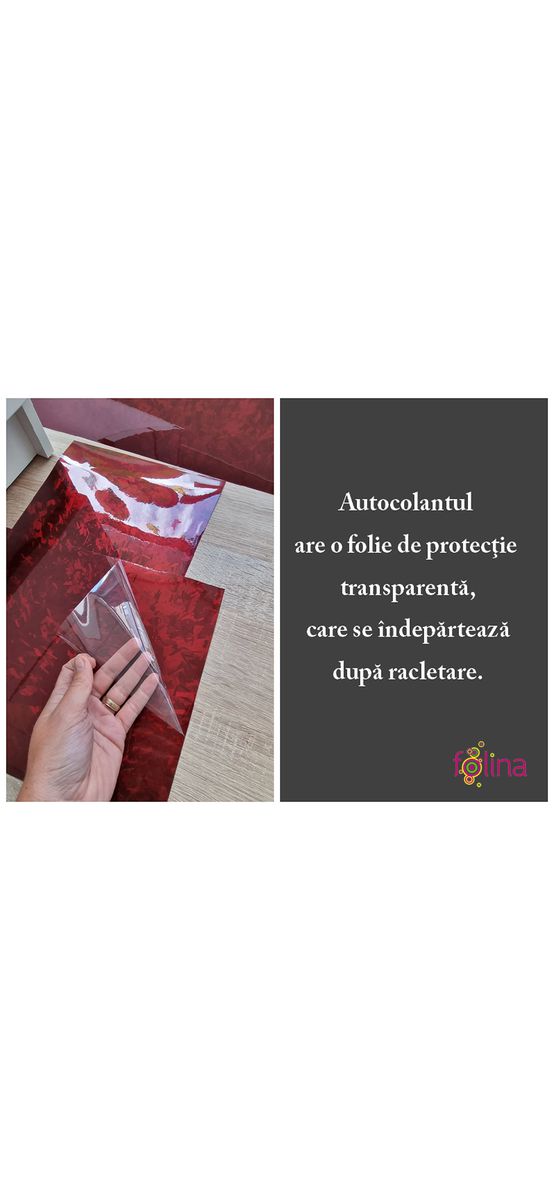 Autocolant mobilă decorativ, Folina, vişiniu lucios cu model, rolă de 75x300 cm