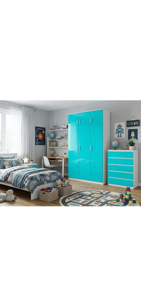 Set autocolant mobilă bleu aqua lucios 1 x 5 m cu racletă cu pâslă și cutter