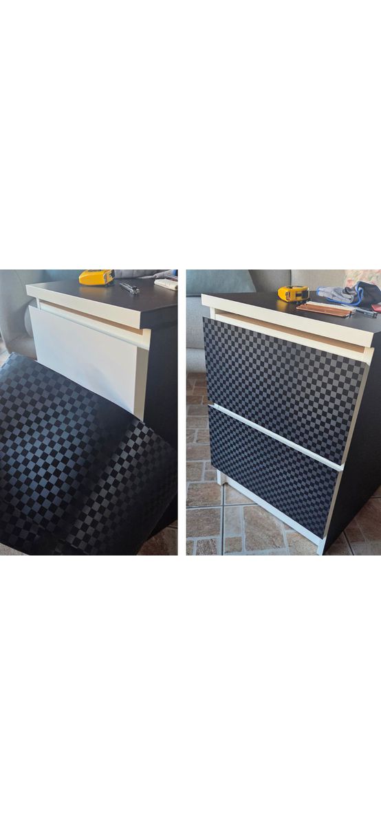 Autocolant negru Grid Carbon, model embosat pătrățele - 75x250 cm