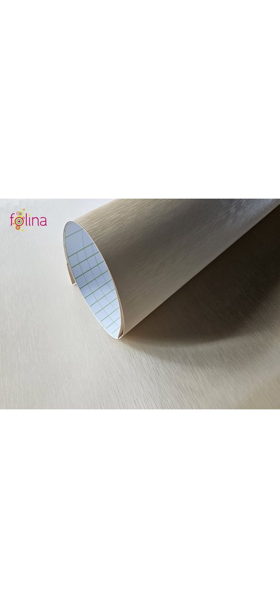 Autocolant crem cu efect metalic brushed, aspect mat, rolă de 50x150 cm