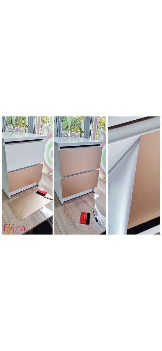 Autocolant mobilă crem satinat, Folina, aspect mat, rolă de 75x300cm