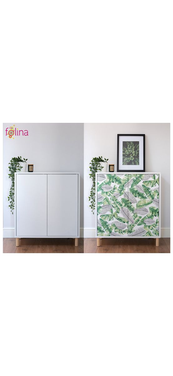Autocolant mobilă cu model frunze verzi, d-c-fix Liva, rolă de 67x200 cm