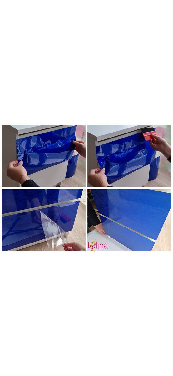 Autocolant mobilă decorativ, Folina, albastru lucios cu model, rolă de 75x300 cm