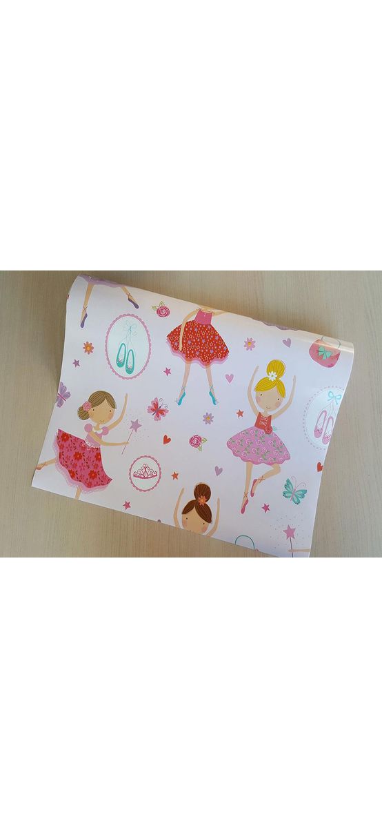 Autocolant decorativ Celina, d-c-fix, roz cu balerine, rolă de 45 xm x 4 metri