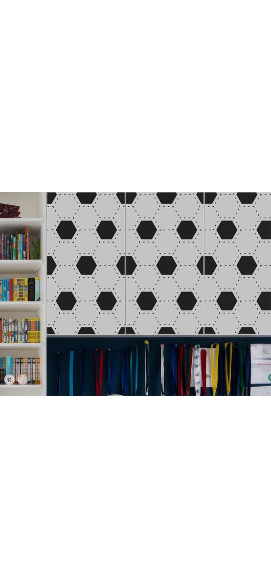 Autocolant mobilă decorativ, Folina, alb cu hexagoane negre, rolă de 100x250 cm, racletă inclusă