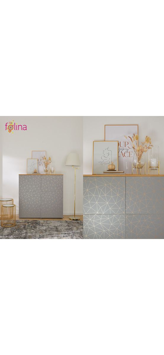 Autocolant mobilă decorativ Tico Gold, d-c-fix, gri cu linii bronz, rolă de 67x200 cm