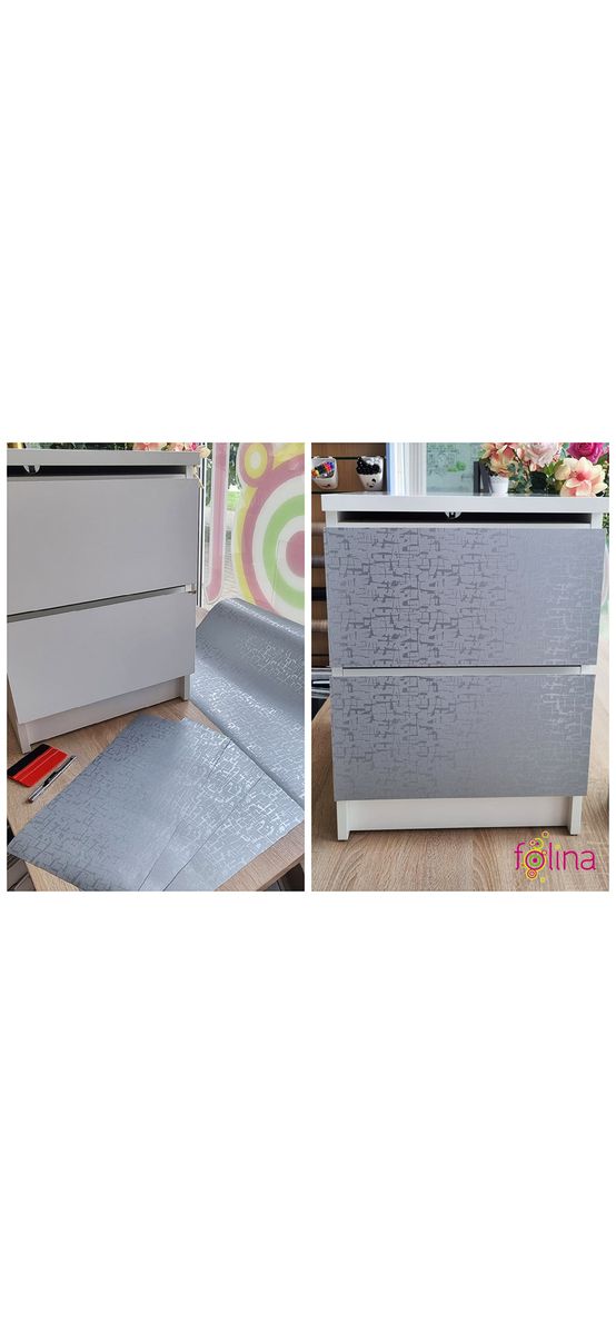 Autocolant mobilă decorativ, Folina, gri cu model abstract embosat, rolă de 75x300 cm