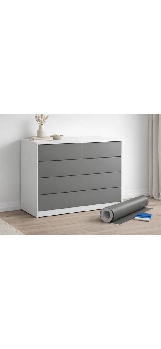 Autocolant mobilă premium, gri mat soft touch, 122 cm lățime