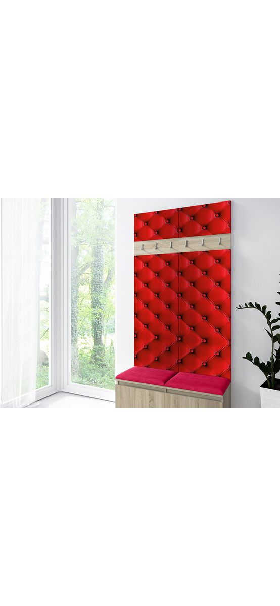 Autocolant mobilă imitaţie tapiţerie roşie, Dimex Chesterfield, rolă de 60x270 cm
