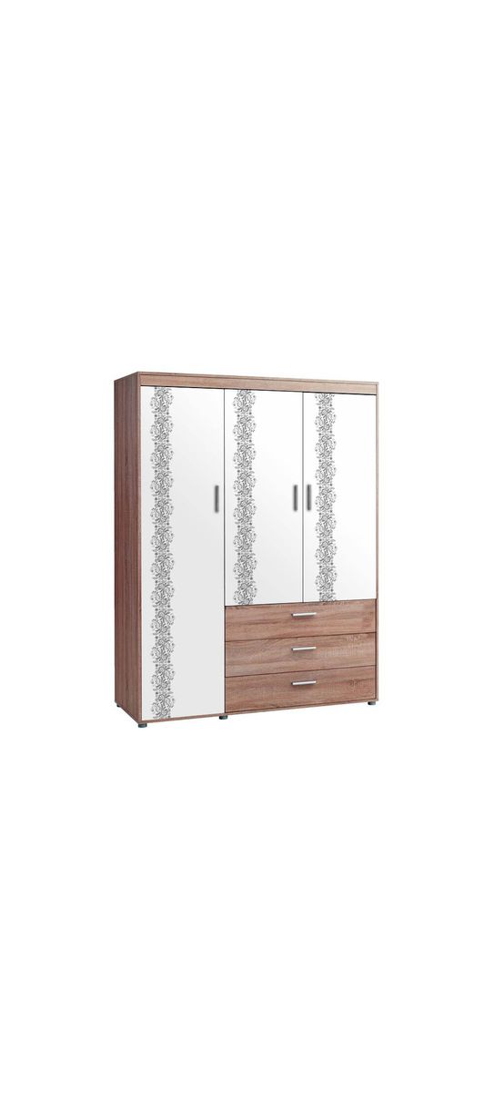 Autocolant mobilă Bella, Folina, imitaţie lemn alb, model floral gri, 120 cm lăţime