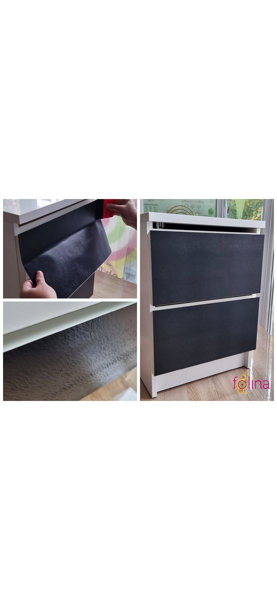 Autocolant mobilă decorativ, Folina DX004, negru mat cu model embosat, rolă de 75x300 cm