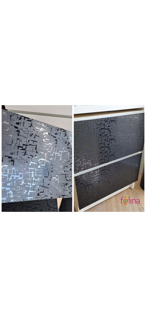 Autocolant mobilă decorativ, Folina, negru cu model abstract embosat, rolă de 75x300 cm