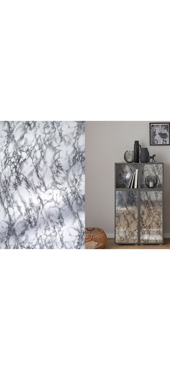 Autocolant cu efect metalic argintiu tip marmură, d-c-fix Metallic Marble, rolă de 67x150cm
