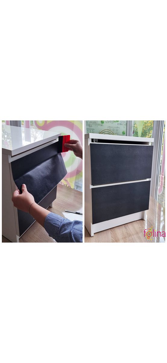 Autocolant mobilă decorativ, Folina DX004, negru mat cu model embosat, rolă de 75x300 cm