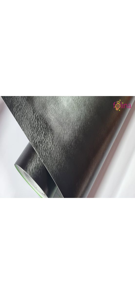 Autocolant mobilă decorativ, Folina DX004, negru mat cu model embosat, rolă de 75x300 cm