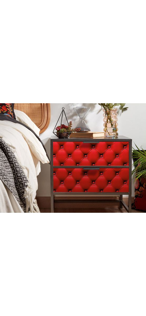 Autocolant mobilă imitaţie tapiţerie roşie, Dimex Chesterfield, rolă de 60x270 cm