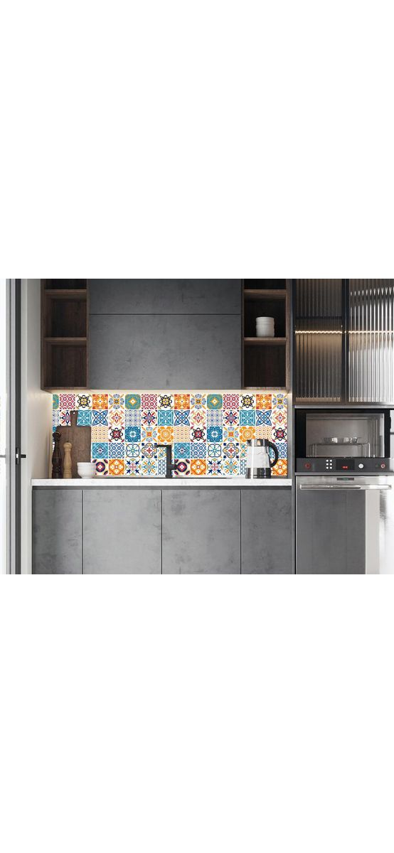 Autocolant perete imitaţie faianţă decorativă colorată, Folina, rezistent la apă şi căldură, rolă de 60x200 cm