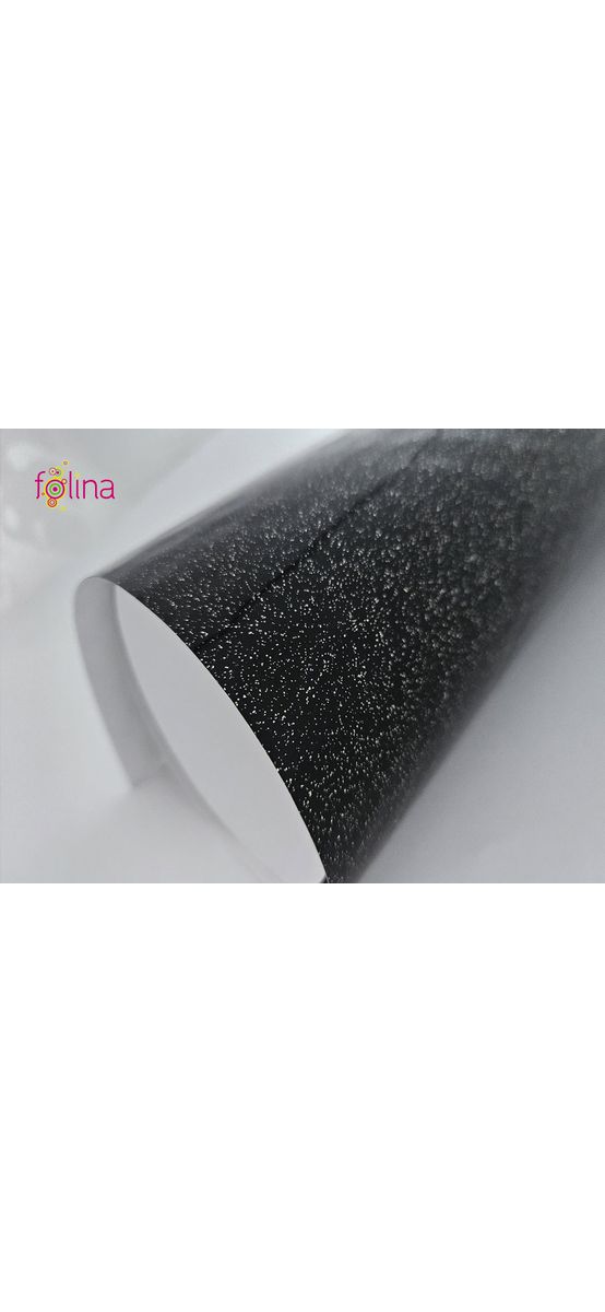 Autocolant mobilă negru lucios, cu inserţii argintii, rolă de 100x200