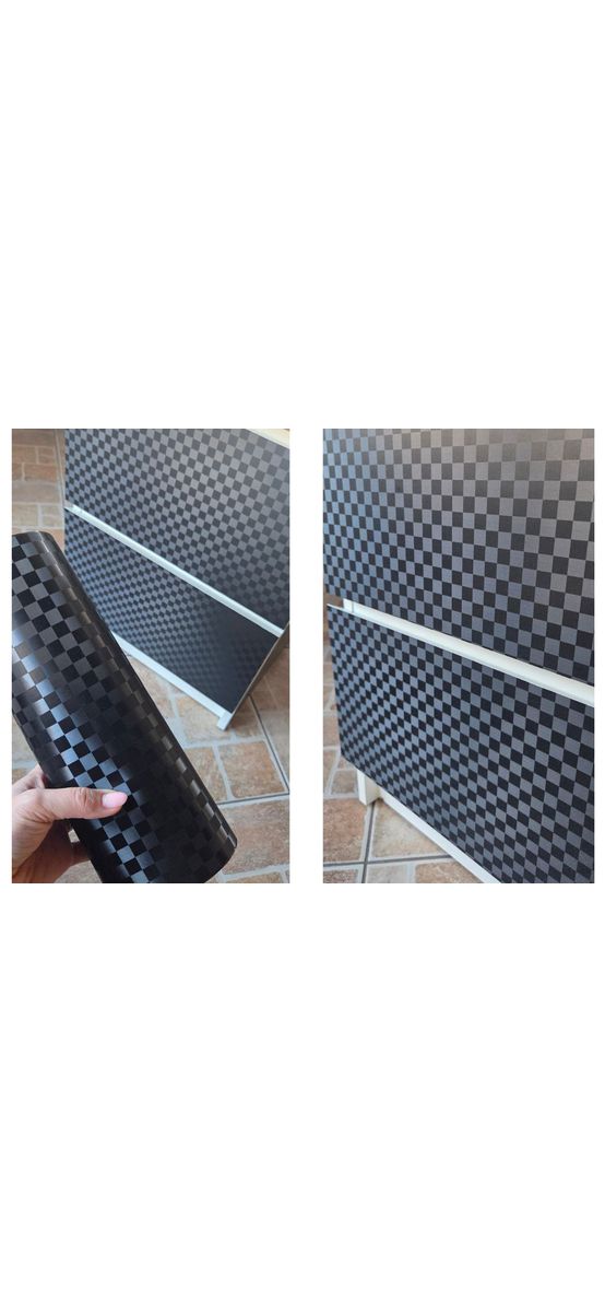 Autocolant negru Grid Carbon, model embosat pătrățele - 75x250 cm
