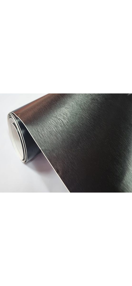 Autocolant negru cu efect metalic Brushed, folie autoadezivă bubblefree, rolă de 152x250 cm, cu racletă pentru aplicare