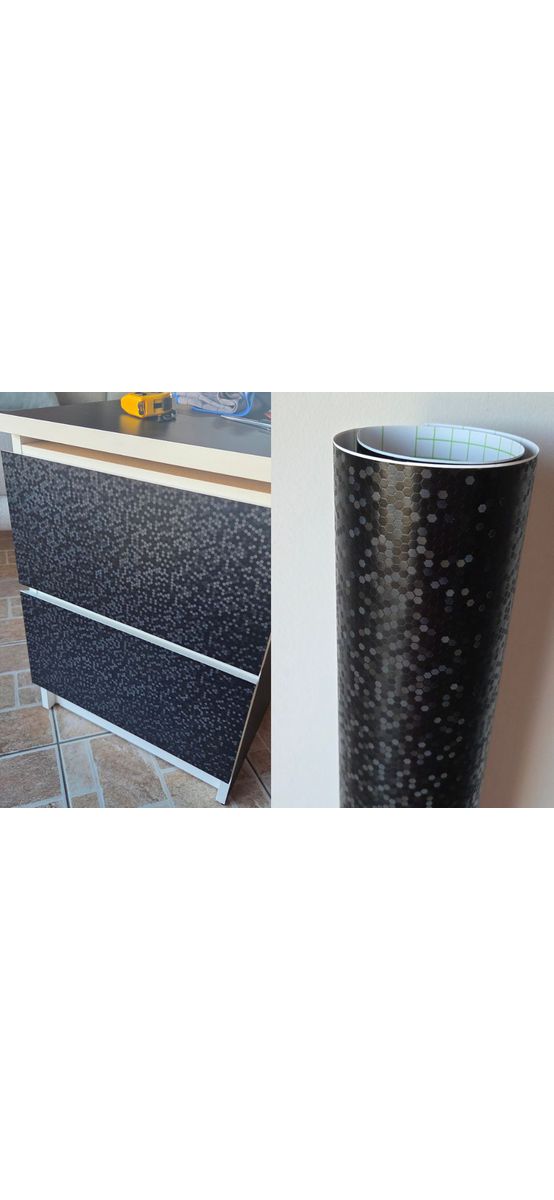 Autocolant negru Carbon Honeycomb - folie personalizare mobilier și gadgeturi, 75×250 cm