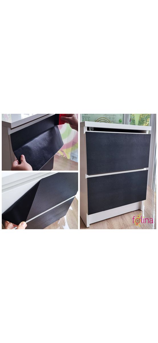 Autocolant mobilă decorativ, Folina DX004, negru mat cu model embosat, rolă de 75x300 cm