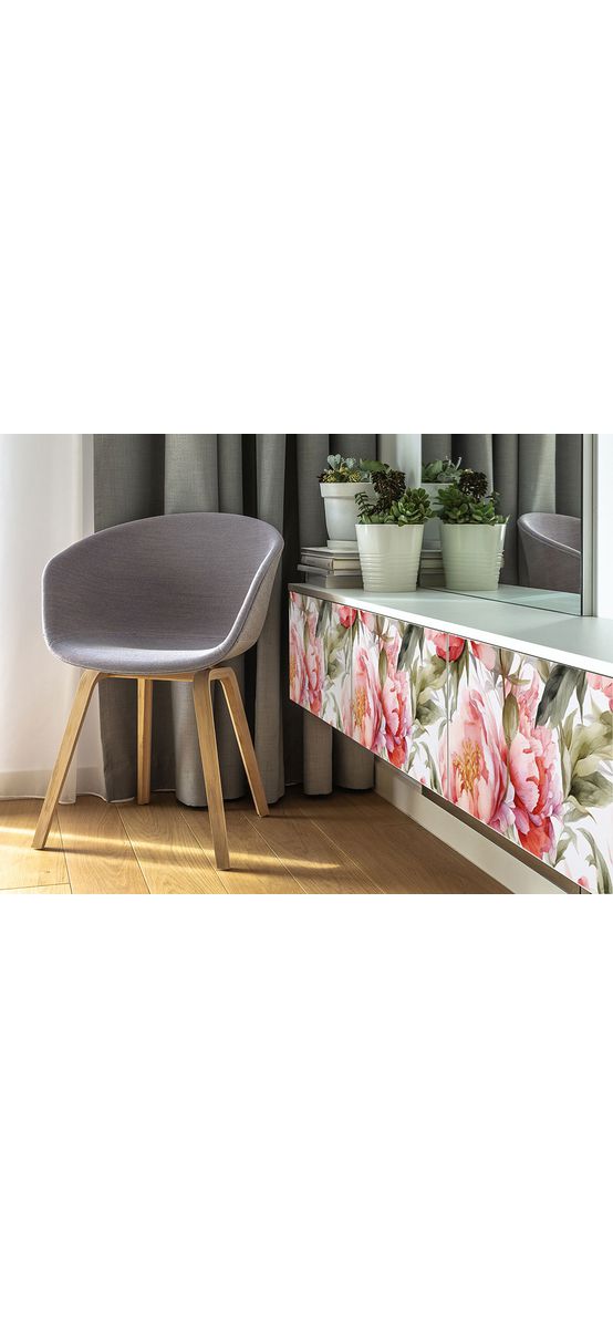 Autocolant pentru mobilă cu model bujori, Folina, rolă de 50x200 cm