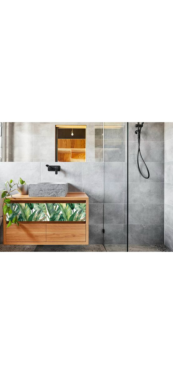 Autocolant pentru mobilă cu model frunze exotice, Folina, rolă de 50x200 cm