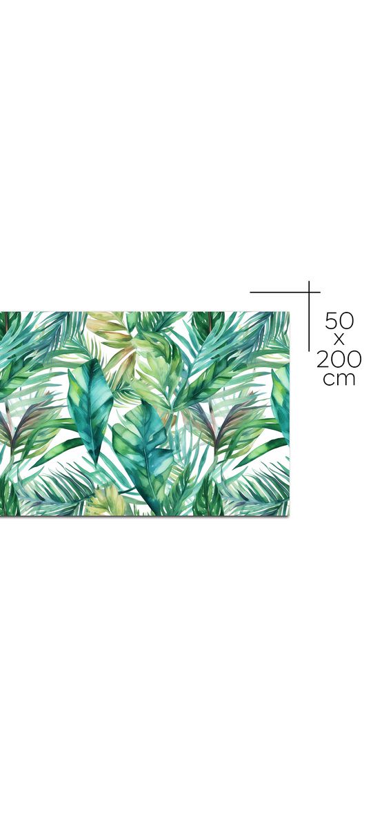 Autocolant pentru mobilă cu model frunze tropicale, Folina, rolă de 50x200 cm