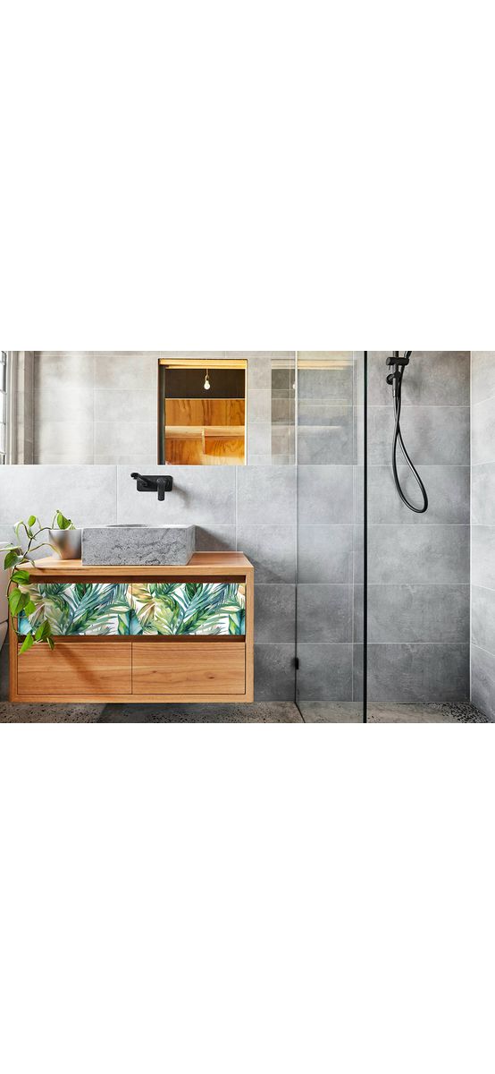Autocolant pentru mobilă cu model frunze tropicale, Folina, rolă de 50x200 cm