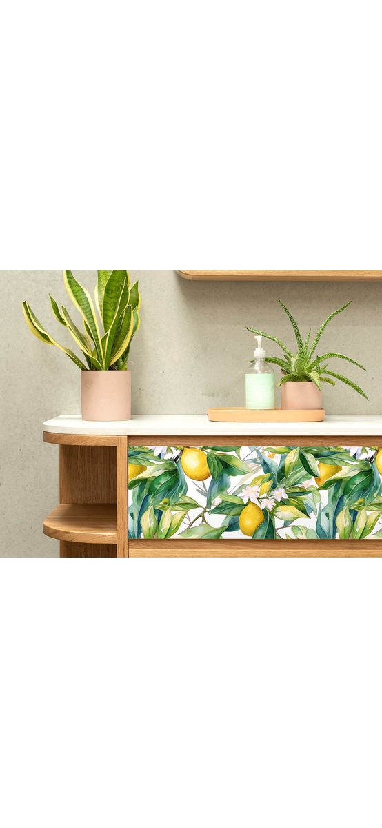 Autocolant pentru mobilă cu model lămâi, Folina, rolă de 50x200 cm
