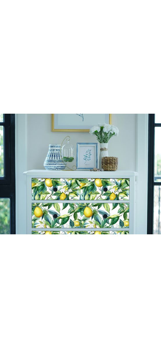 Autocolant pentru mobilă cu model lămâi, Folina, rolă de 50x200 cm