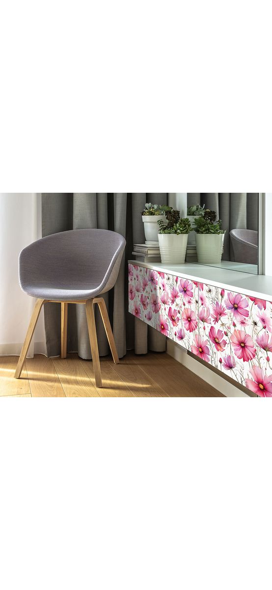 Autocolant pentru mobilă cu model maci de grădină, Folina, rolă de 50x200 cm
