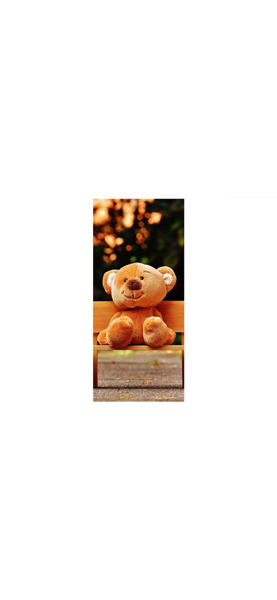 Autocolant uşă Urs de pluş, Folina, model multicolor, dimensiune autocolant 92x205 cm