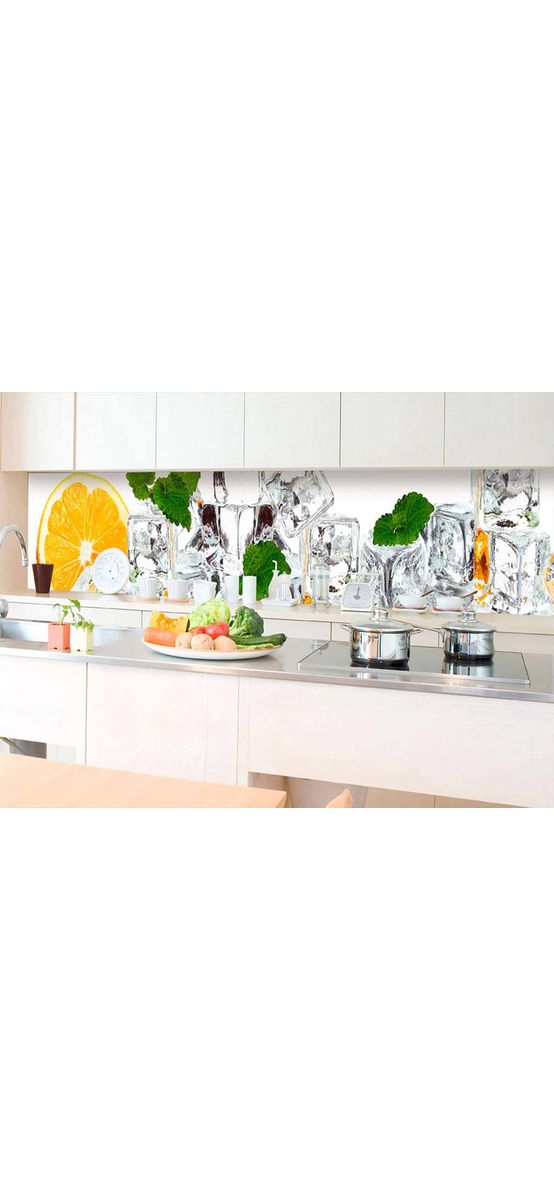 Autocolant perete backsplash, Dimex, model Lămâie şi gheaţă, rezistent la apă şi căldură, rolă de 60x350 cm