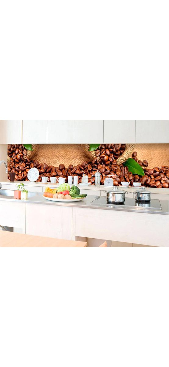 Autocolant perete backsplash, Dimex, model Boabe cafea, maro, rezistent la apă şi căldură, rolă de 60x350 cm