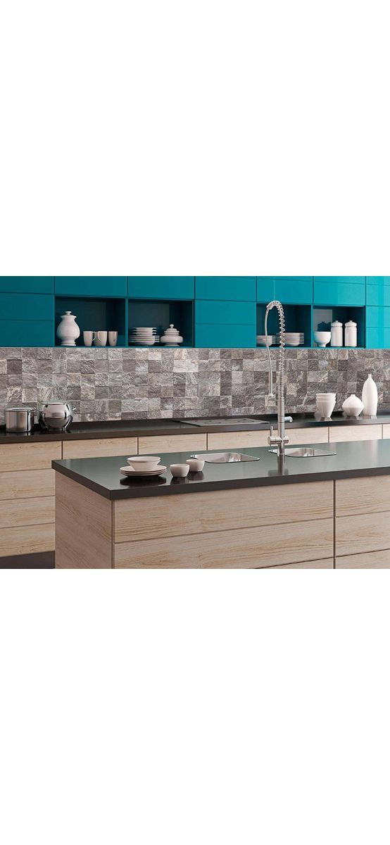 Autocolant perete backsplash, Dimex Tiles Wall, model piatră gri, rezistent la apă şi căldură, rolă de 60x350 cm