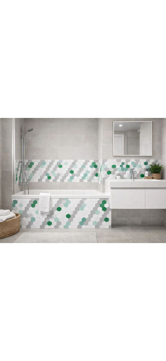 Autocolant perete, Folina, model cu hexagoane verzi, rezistent la apă şi căldură, rolă de 67x200 cm